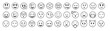 Emoticons big set. Emoji faces collection. Emojis flat style. Happy and sad emoji. Line smiley face - stock vector