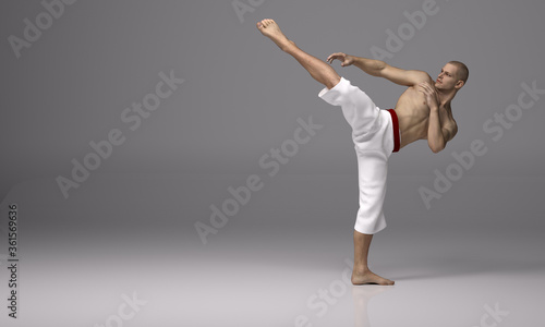 Plakaty Kung fu  3d-render-mezczyzna-pozuje-do-akcji-z-chinami-martial-arts-styles-kung-fu