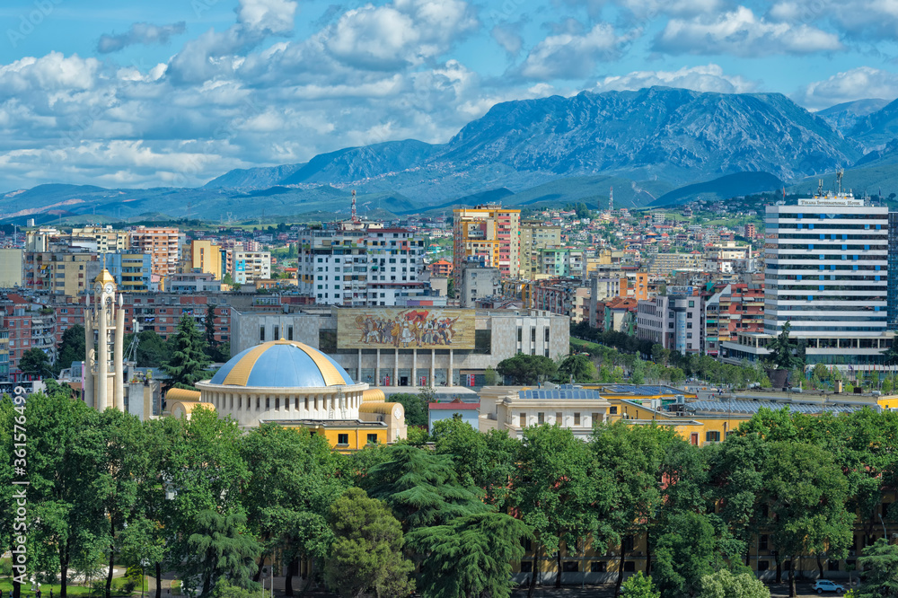 Obraz na płótnie View over Tirana, Tirana, Albania w salonie