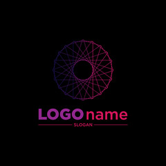 Sticker - Logo design templates, with abstract circular striped color gradient icons