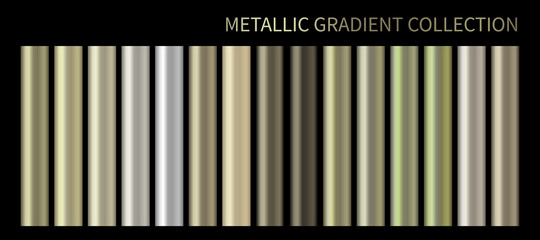 Wall Mural - metallic gold, bronze, silver, green gradient vector colorful palette and texture set
