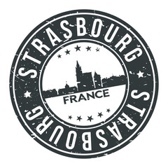  Strasbourg France Europe Stamp Logo Icon Symbol Design Skyline City.