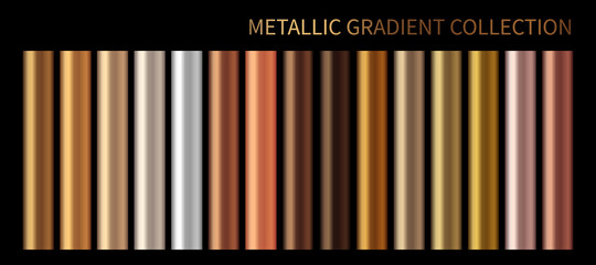 Wall Mural - Metallic gold, bronze, silver gradient vector colorful palette and texture set