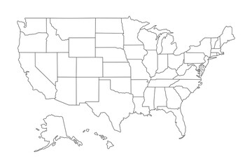 super high detail of usa map. outline map of america on white background. vector illustration.