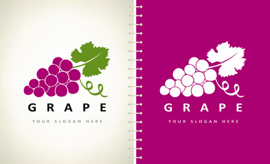 Poster - Grape logo bunch berry vector 