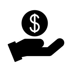 Sticker - hand lifting coin silhouette style icon