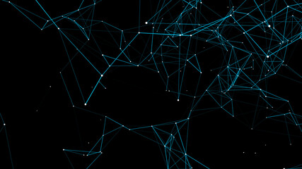 Wall Mural - Digital plexus of glowing lines and dots. Abstract background. 3D rendering. Network or connection. Vector illustration