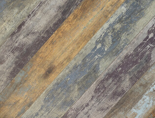 Sticker - diagonal Old wooden background in rustic style. Colored wooden background with the structure and pattern of boards and panels. Copy space.