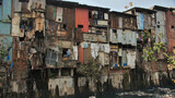 Fototapeta Miasto - Dharavi slums in east Mumbai. Bandra District, Maharashtra, India.