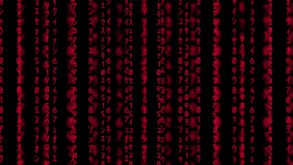 Red Matrix Grid, Matrix intro, Falling red binary numbers representing computer code