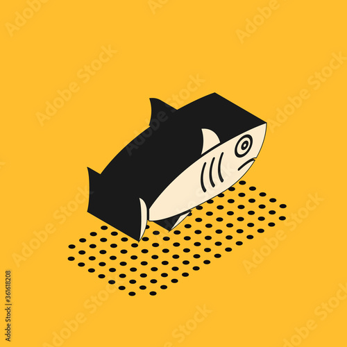 Isometric Shark icon isolated on yellow background. Vector.. Tableau sur Toile