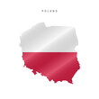 Waving flag map of Poland. Vector illustration