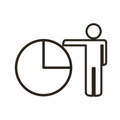 Poster - businessman figure with pie infographic line style icon