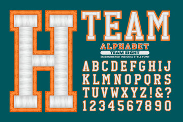 A 3d Embroidery Style Sports Font Similar to Stitched Letters on Sports Caps and Jackets, Also Appropriate for University or College Gear