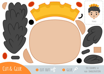 Wall Mural - Education paper game for children, prince. Use scissors and glue to create the image.