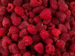 Fresh raspberries background closeup photo
