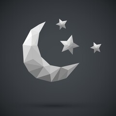 Wall Mural - Faceted crescent moon and stars