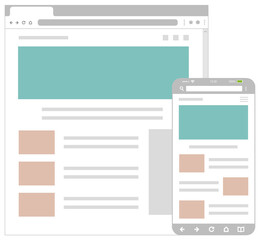 Wall Mural - web pages wireframe layout illustration / web design template for pc browser , smartphone.