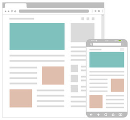 Wall Mural - web pages wireframe layout illustration / web design template for pc browser , smartphone.