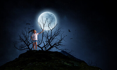 Wall Mural - spooky night image . mixed media