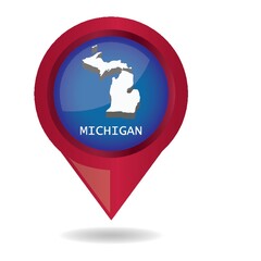 Sticker - Map pointer with michigan state