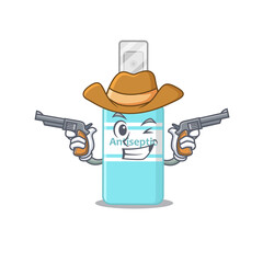 Sticker - A wise cowboy of antiseptic Cartoon design with guns