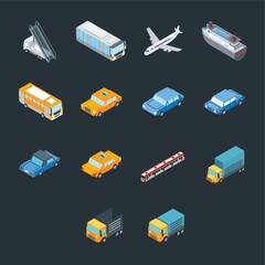 Wall Mural - Isometric transportation icons