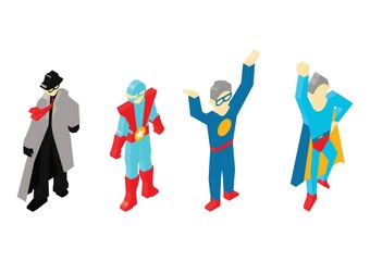 Sticker - Isometric superheroes