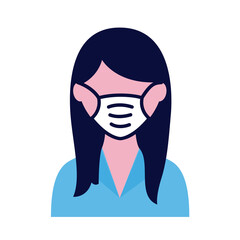 Wall Mural - female wearing medical mask flat style icon