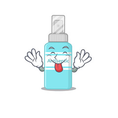 Sticker - amusing antiseptic cartoon picture style with tongue out face