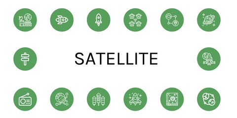 Sticker - satellite simple icons set