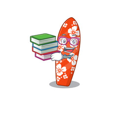 Sticker - Surfboard student mascot design read many books when study at home