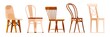 © studioworkstock - Chair furniture set. Modern comfortable table chair furniture collection isolated on white background. Different plastic and wooden stool type for dining room interior design vector illustration