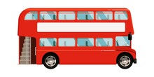 Double-decker Bus. Red London Double-decker Bus Icon Isolated On White Background. Vector Tourist Coach For City Excursion Illustration