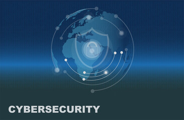 Cybersecurity consept vector drawing on a blue background