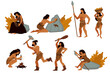 Tribal people, gatherers and hunters, prehistoric civilizations vector
