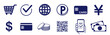 cashless and money vector icons set