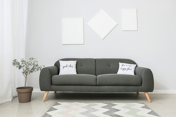 Interior of room with modern sofa