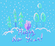 Hand drawn illustration Happy New Year. Winter season.
