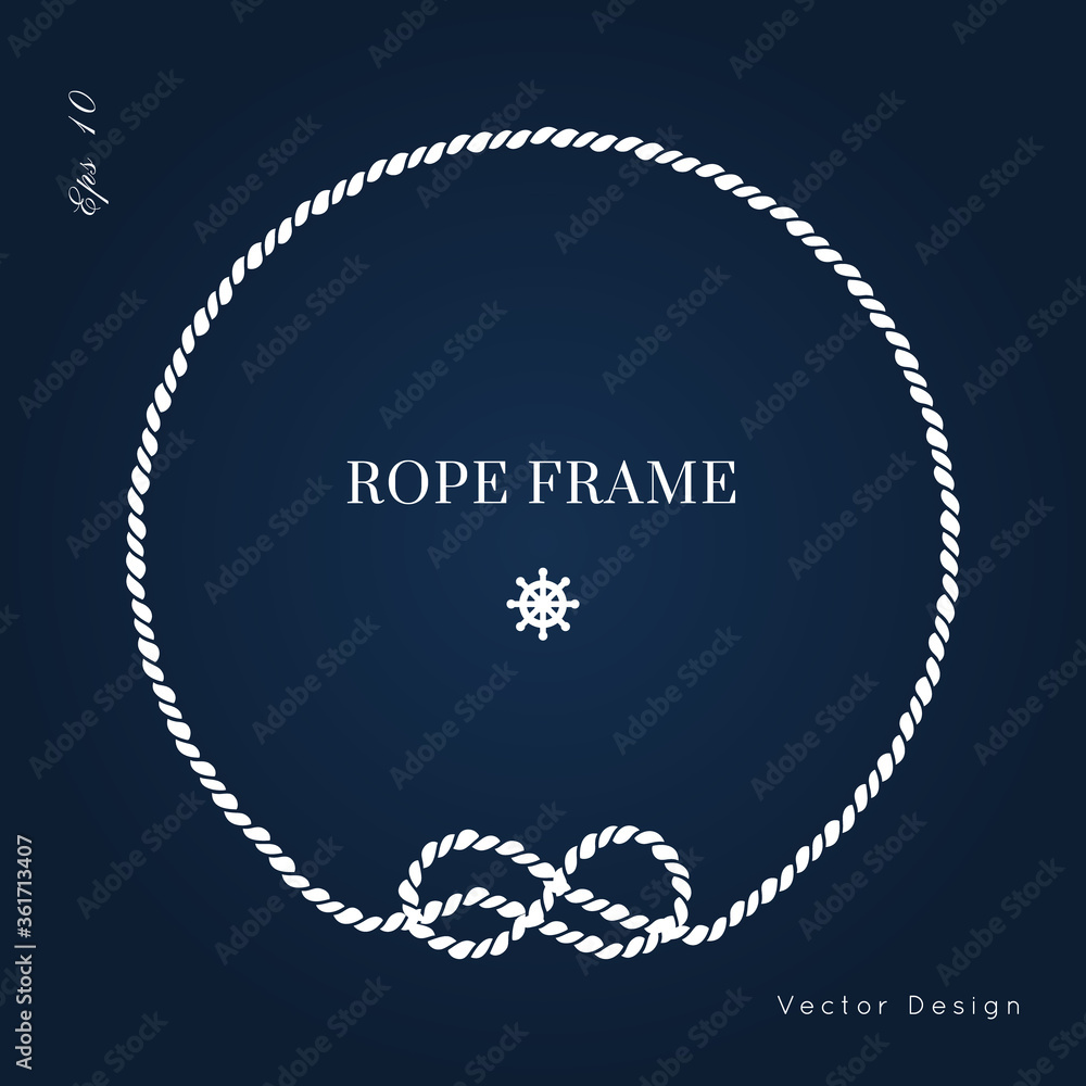 Nautical vector frame. Rope knot border design Stock Vector | Adobe Stock