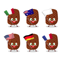 Poster - Steak cartoon character bring the flags of various countries