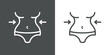 © teracreonte - Concepto perder peso. Icono plano lineal cintura de mujer con flechas en fondo gris y fondo blanco