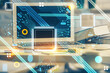 © peshkova - Multi exposure of desktop computer and technology theme hologram. Concept of software development.