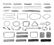 © Aleksey - Vector set of grunge hand drawn design elements isolated on white background, shaded textures and underline strokes, arrows.