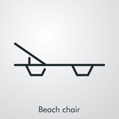 Sticker - Concepto de vacaciones y viajes. Icono plano lineal silla de playa en fondo gris