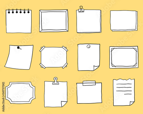 手書きのノートやメモのフレームのセット 枠 飾り おしゃれ Vetor Do Stock Adobe Stock