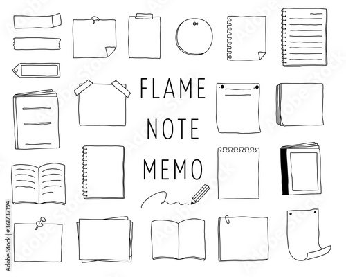 手書きのノートやメモのフレームのセット 枠 飾り おしゃれ Wall Mural Yugoro