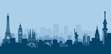 World heritage / famous landmark buildings  landscape vector illustration ( side by side )