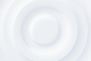 Soft, clear and simple futuristic neumorphism shape elements design. Abstract 3D circle papercut layer white wallpaper. Minimalistic white background for banner, poster, flyer, card, cover, brochure