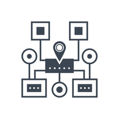 Sitemap Navigation Related Vector Glyph Icon. Isolated on White Background. Vector Illustration.